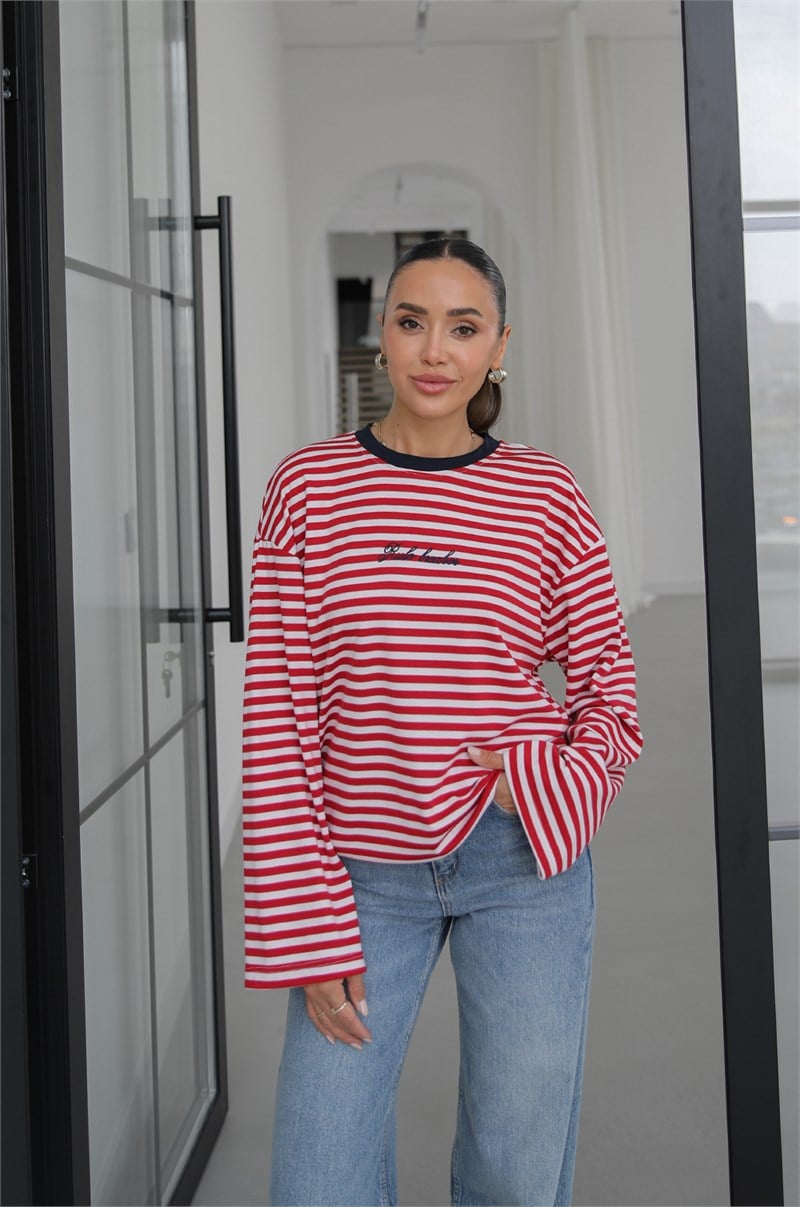 Kırmızı Rule Breaker İşlemeli Sweatshirt