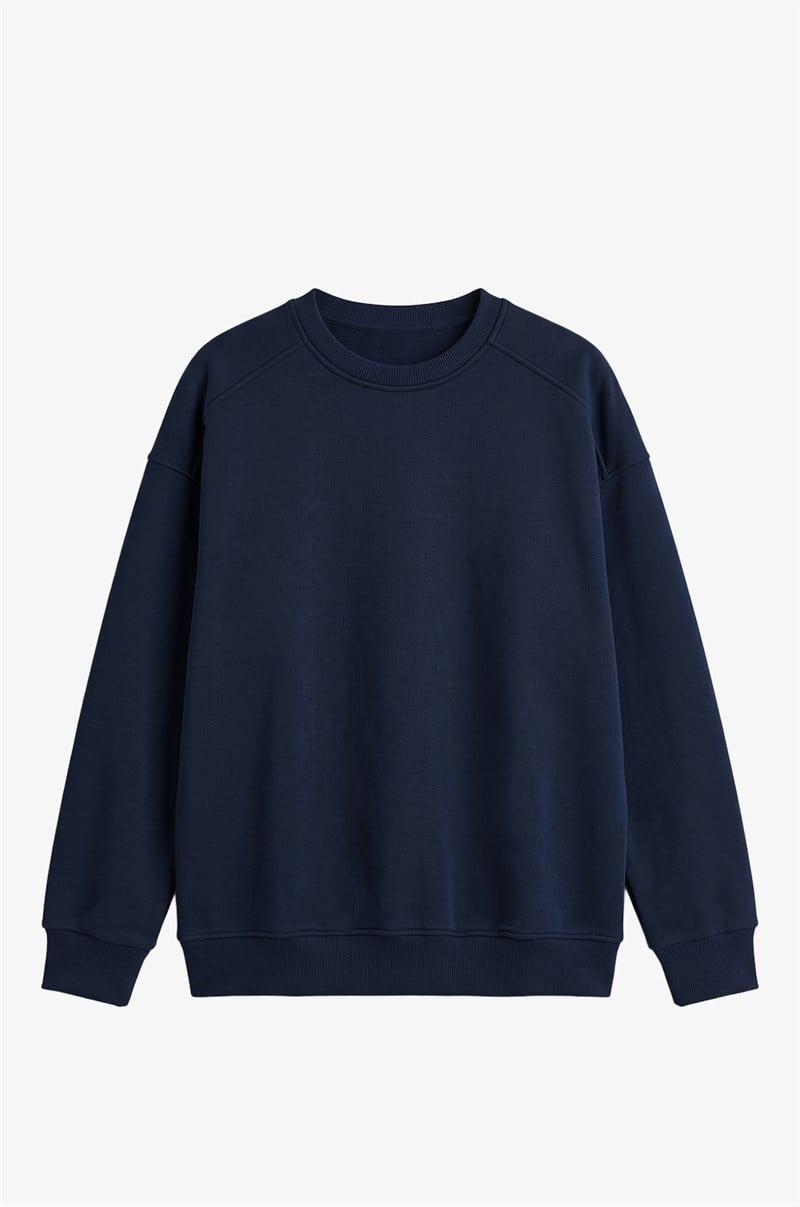 Lacivert Orin Bisiklet Yaka Sweatshirt