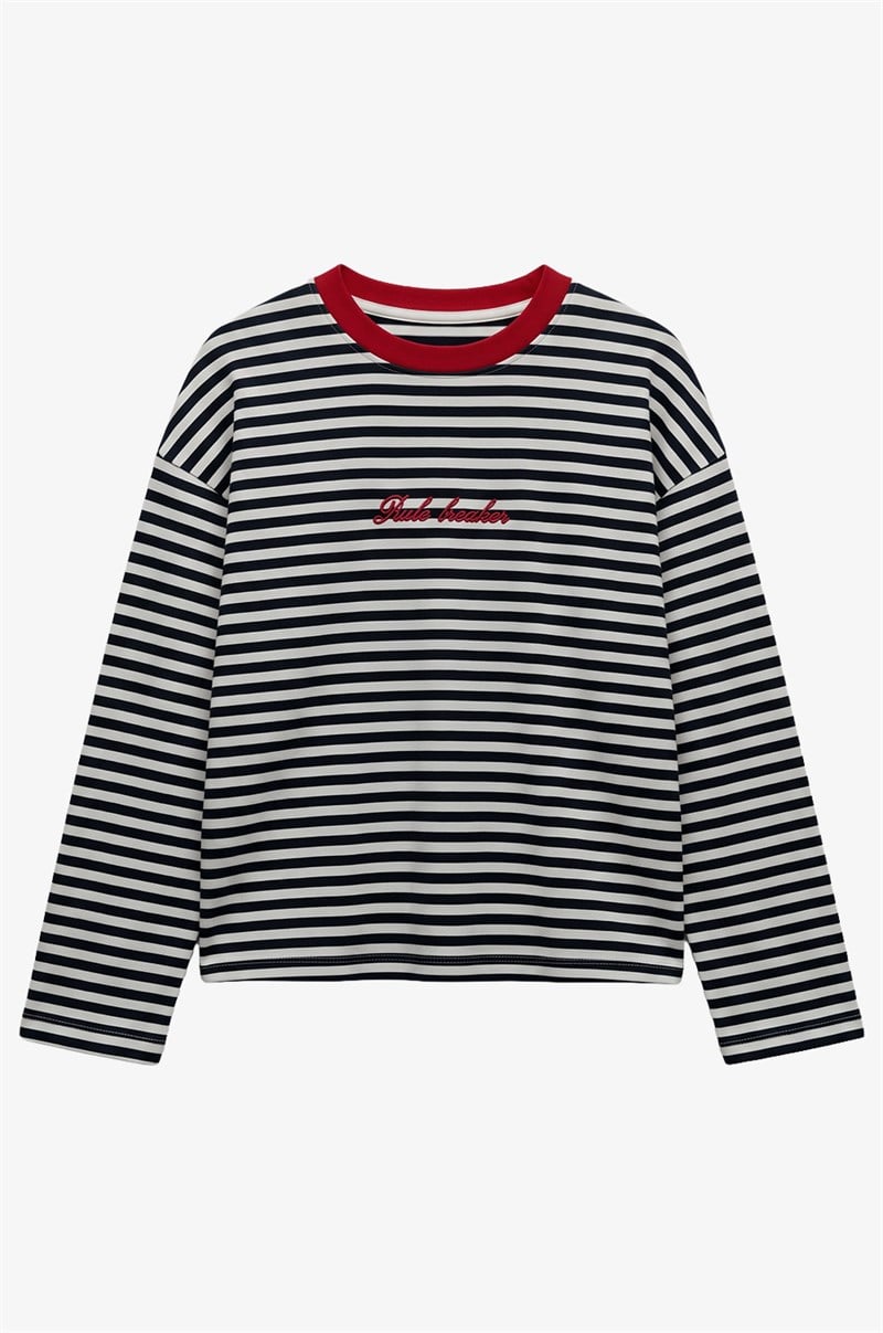 Lacivert Rule Breaker İşlemeli Sweatshirt
