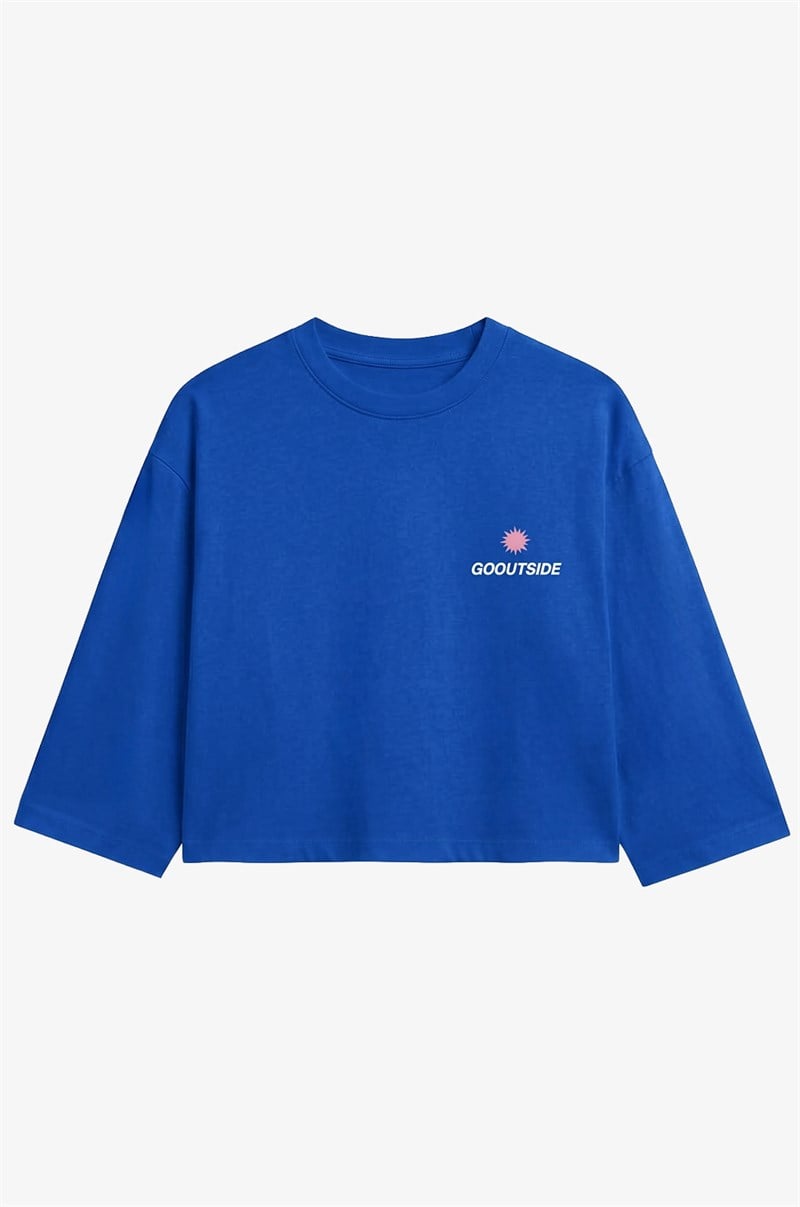 Mavi Go Outside Baskılı Sweatshirt 