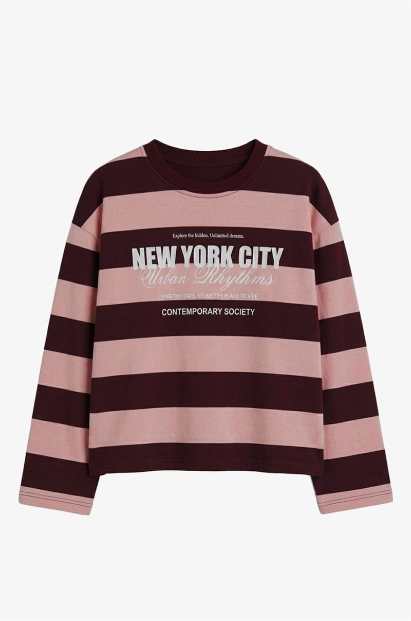 Mürdüm New York City Baskılı Sweatshirt
