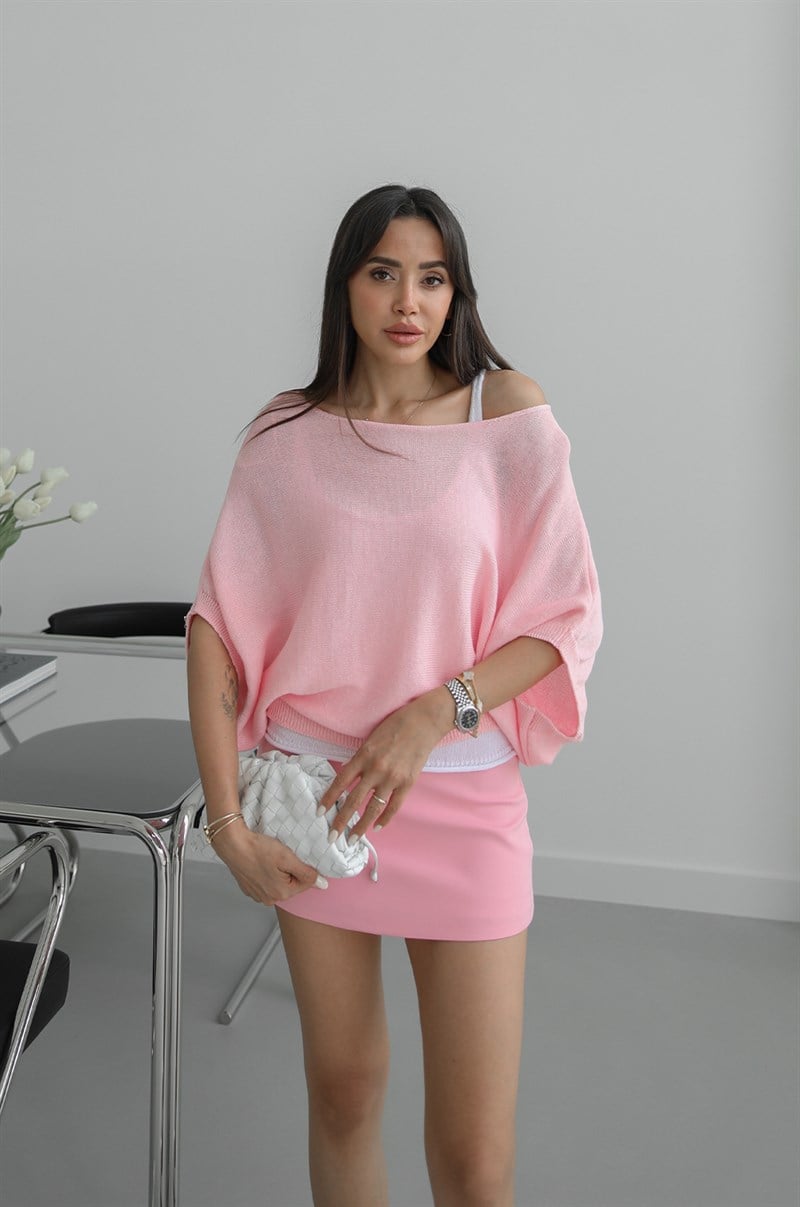 Pembe Hammer Atletli Kayık Yaka Triko