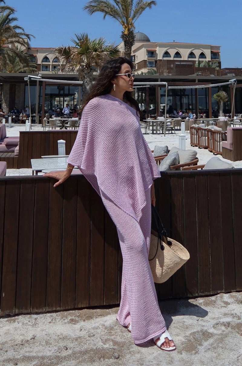 Pembe Simli Asimetrik Kesim Plaj Takımı