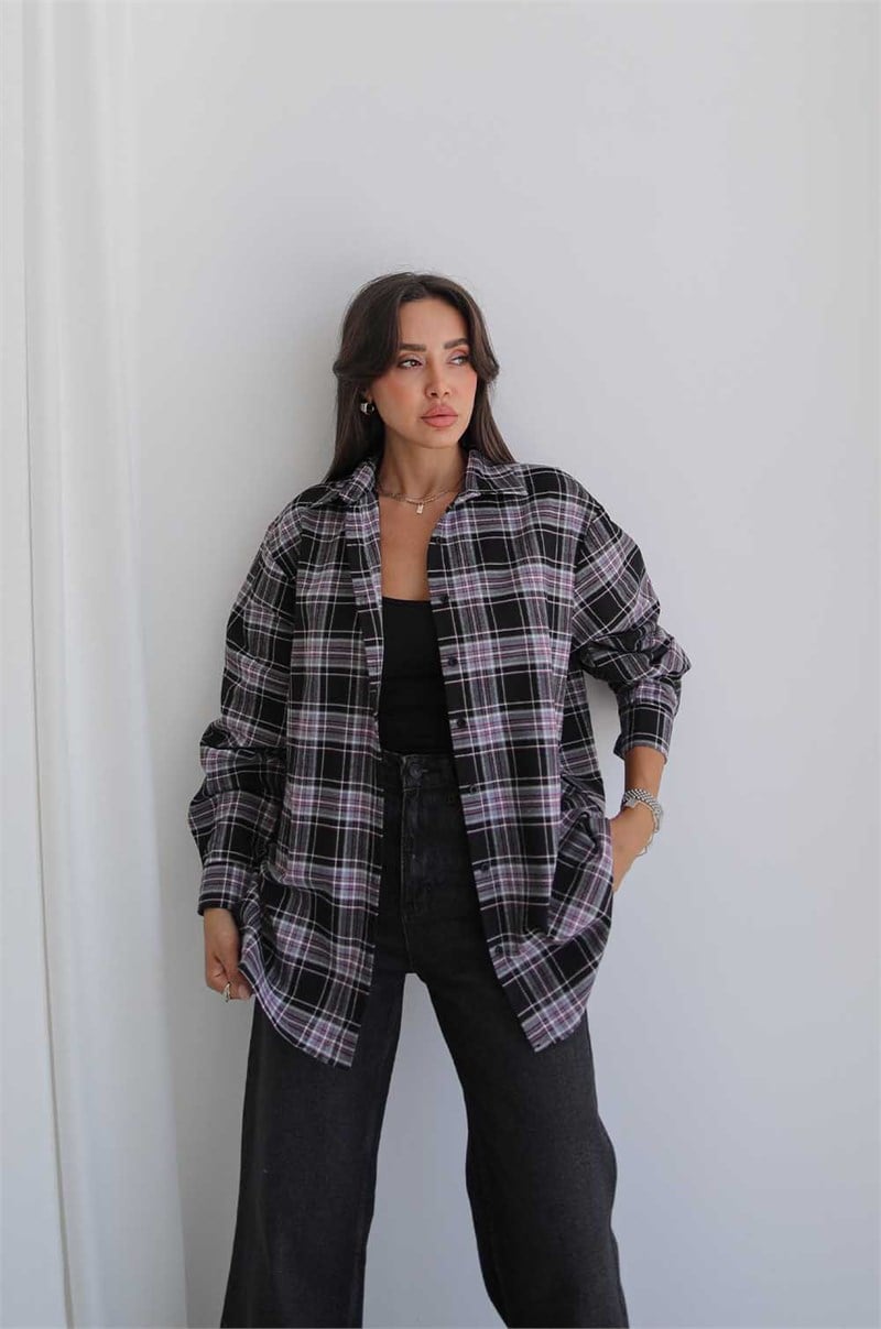 Siyah Plaid Oduncu Ekose Gömlek