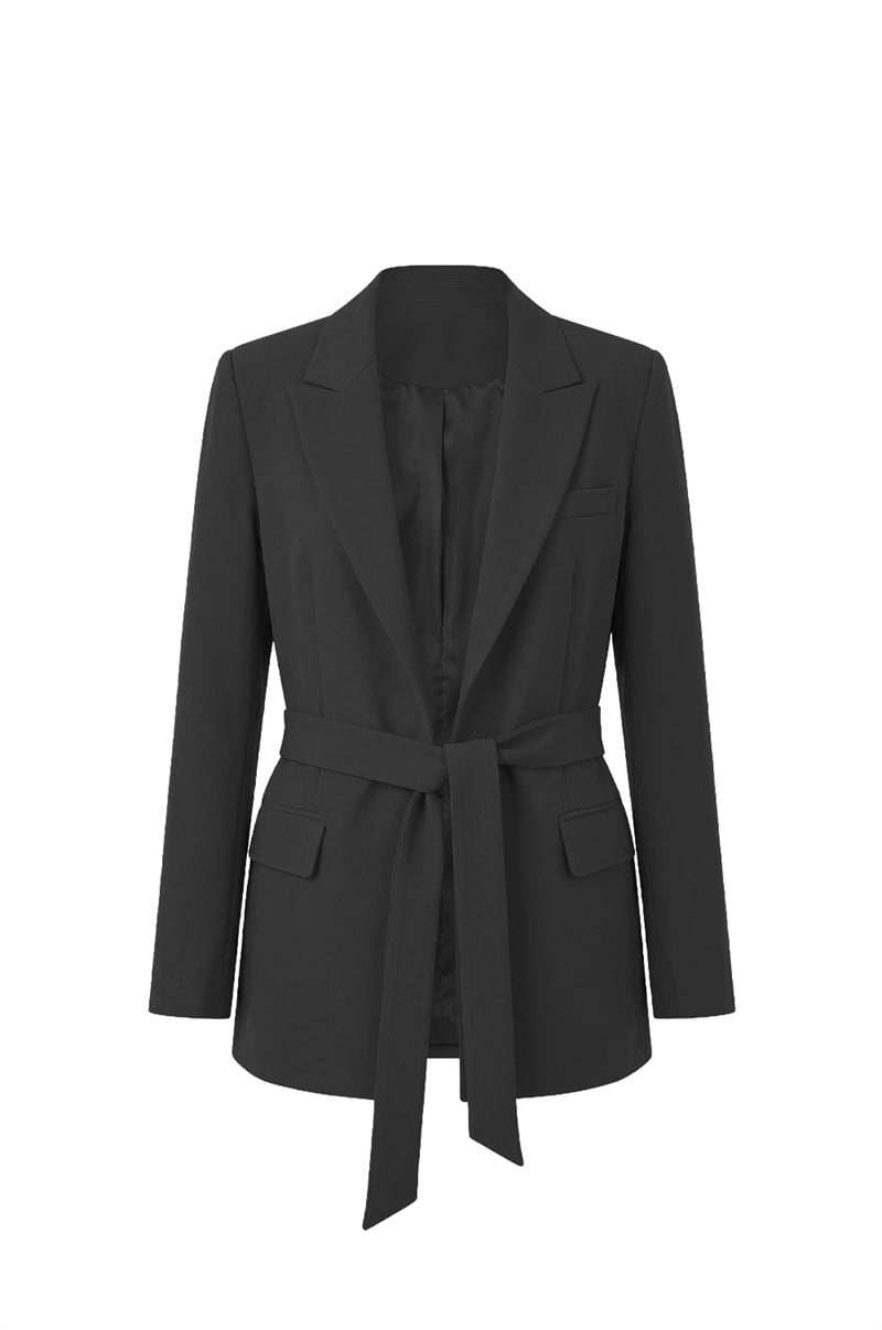Siyah Sydney Kuşaklı Blazer Ceket 
