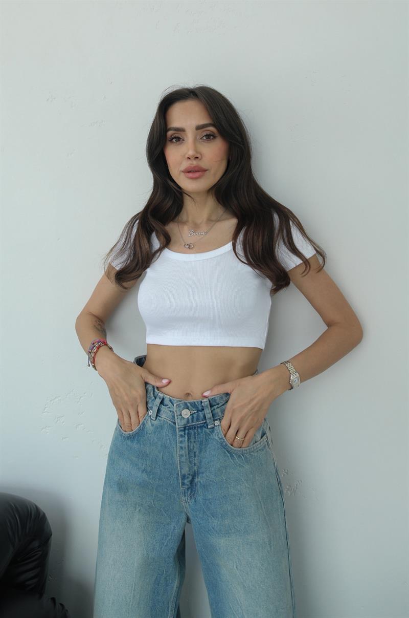 トップス Mia Top - Meadow Calico Cashe 7-9Y Beyaz Mia Kısa Kollu Crop Top 149,00 TL