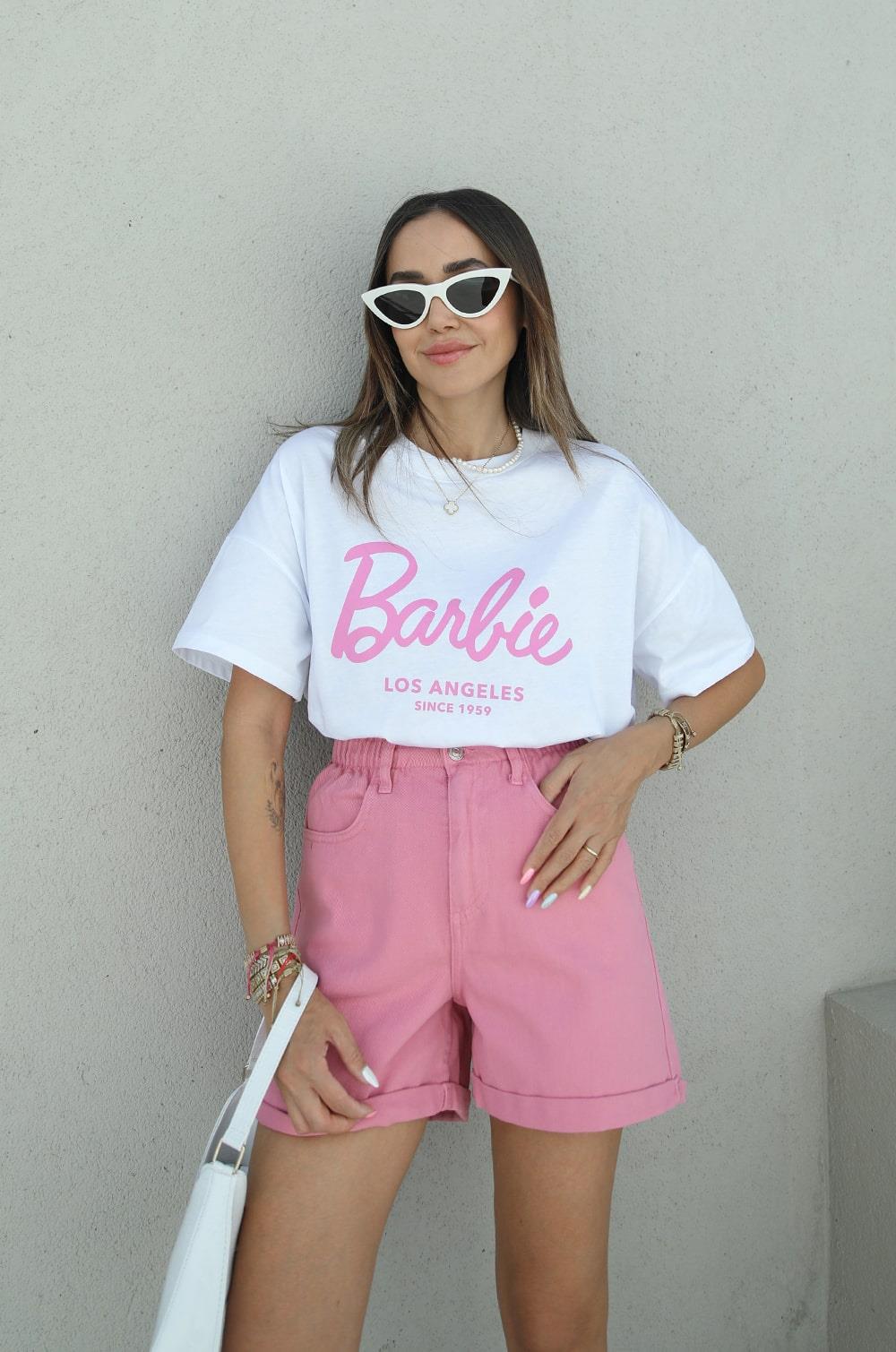 Beyaz Barbie Los Angeles Baskılı Tişört · 4