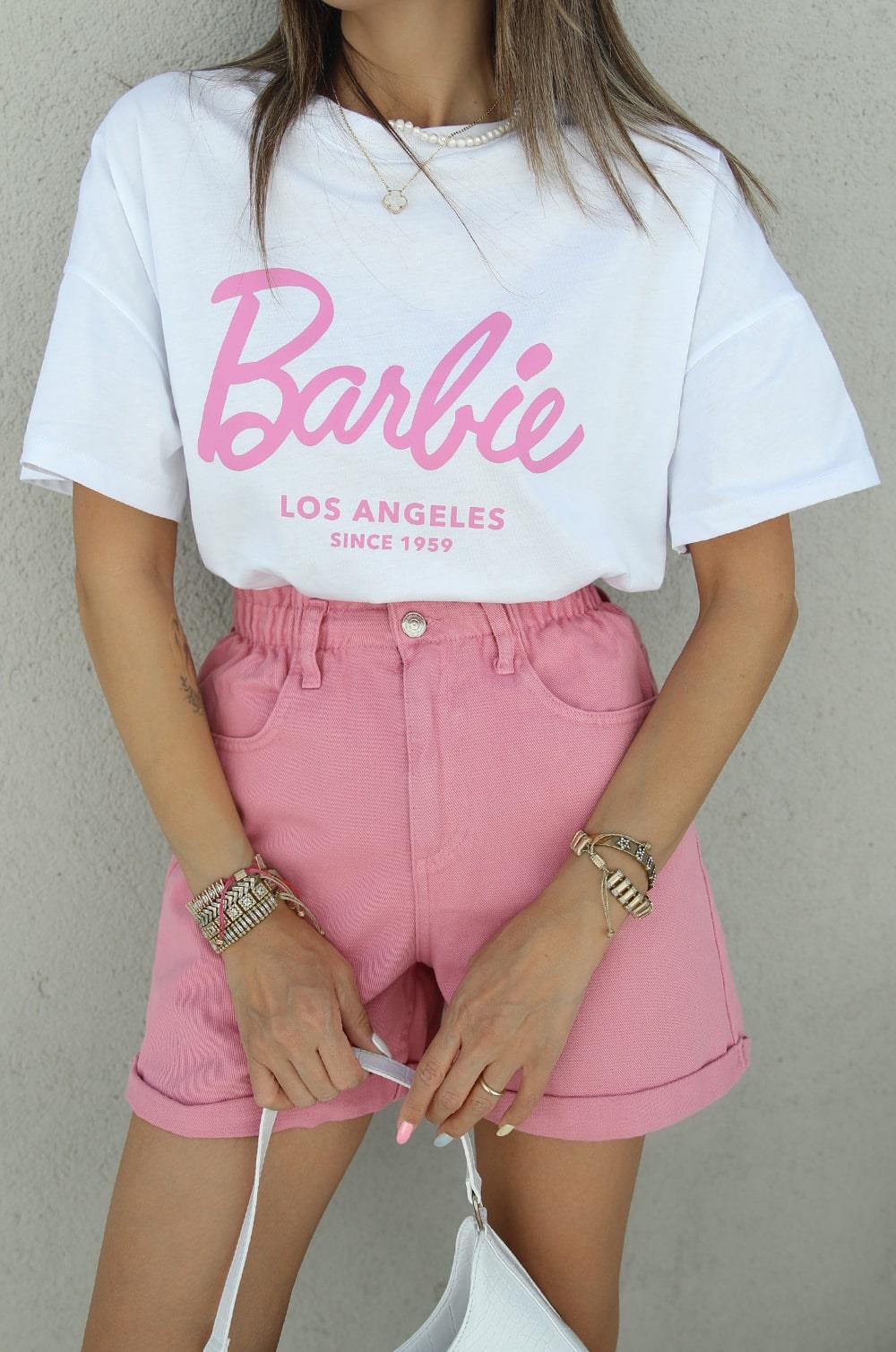 Beyaz Barbie Los Angeles Baskılı Tişört · 5
