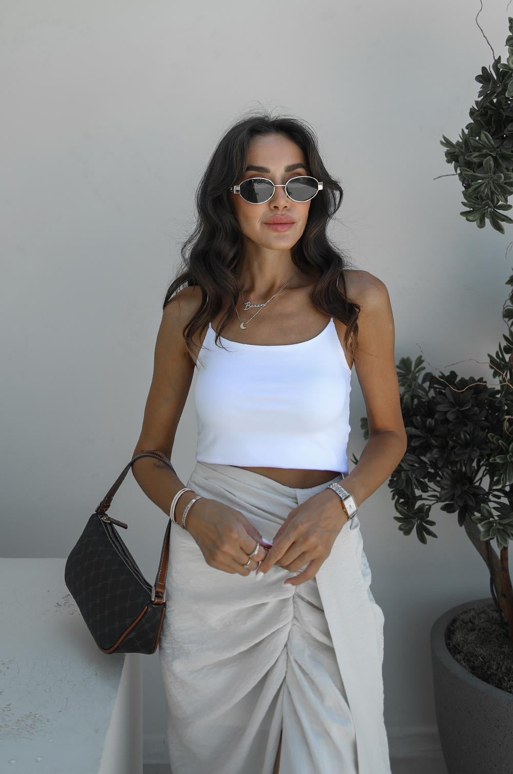 Beyaz İp Askılı Basic Crop