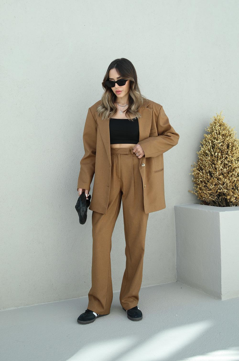 Camel Vatkalı Odeon Premium Blazer Ceket · 2