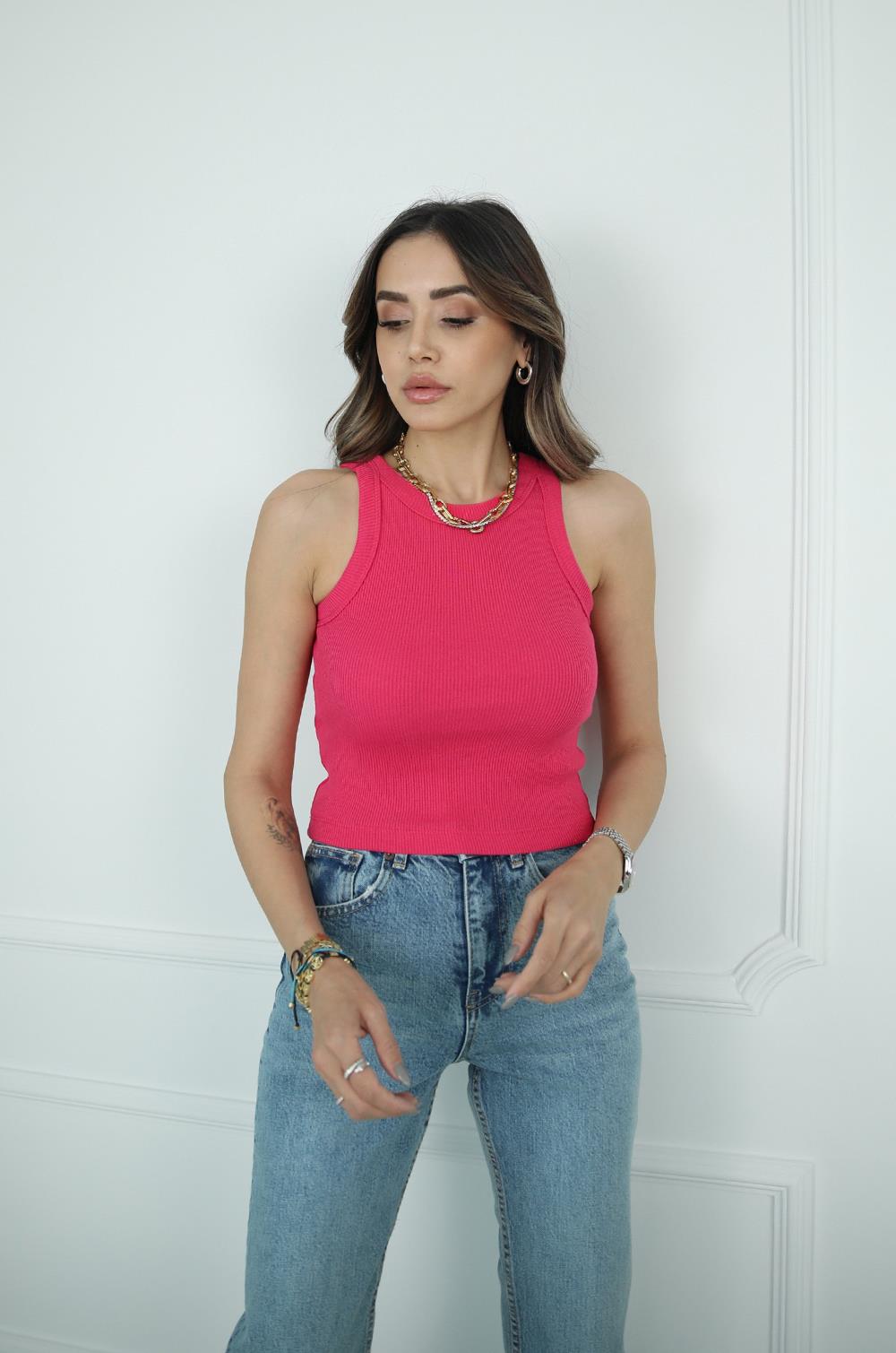 Fuşya Barbell Fitilli Atlet · 2