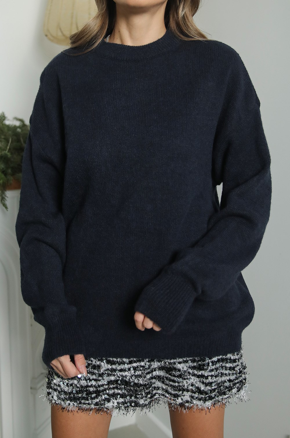 Lacivert Bisiklet Yaka Basic Kazak · 4