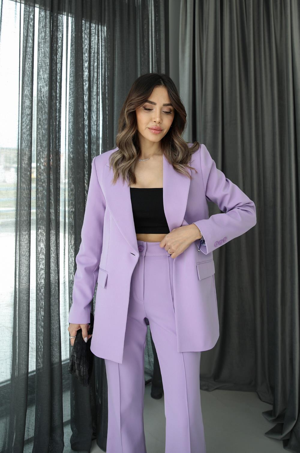 Lila İspanyol Pantolon Blazer Premium Takım · 2