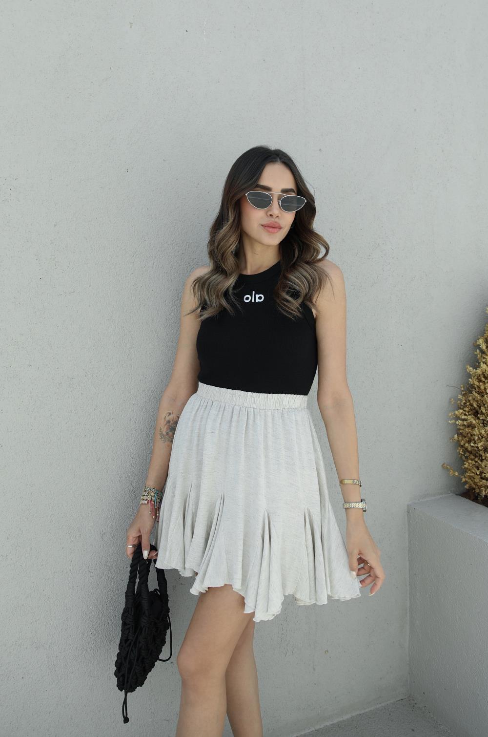 Natural Gode Detaylı Mini Etek · 2