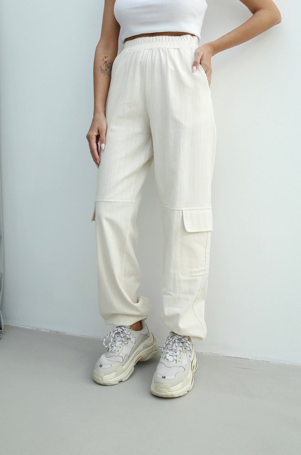 Natural Kargo Cepli Jogger Pantolon · 2