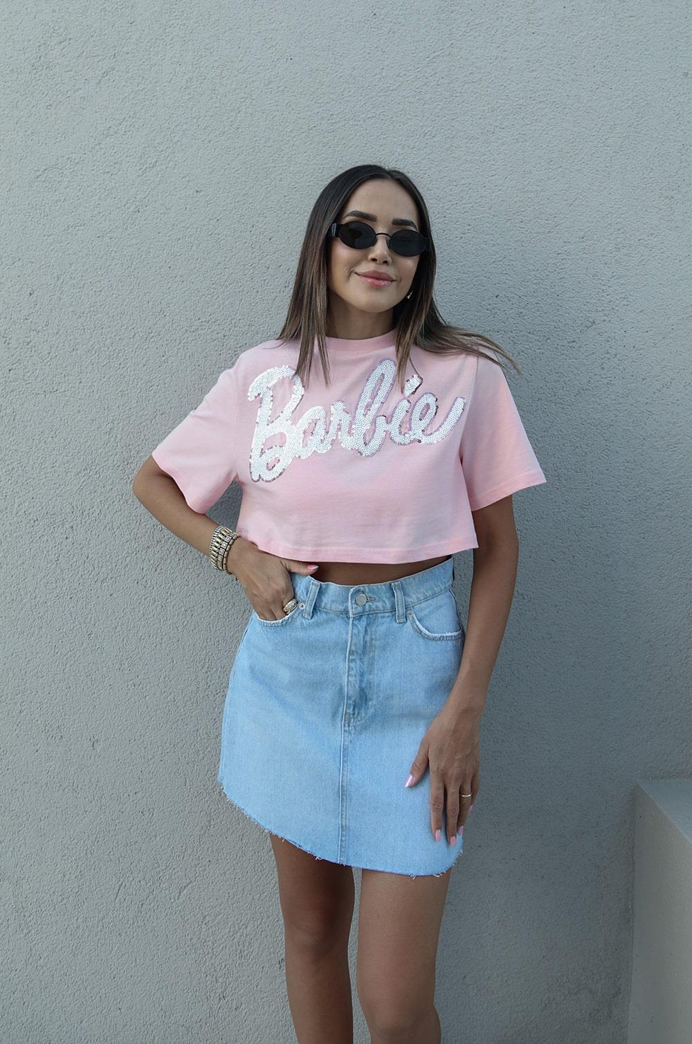 Pembe Pul İşlemeli Barbie Tişört · 3
