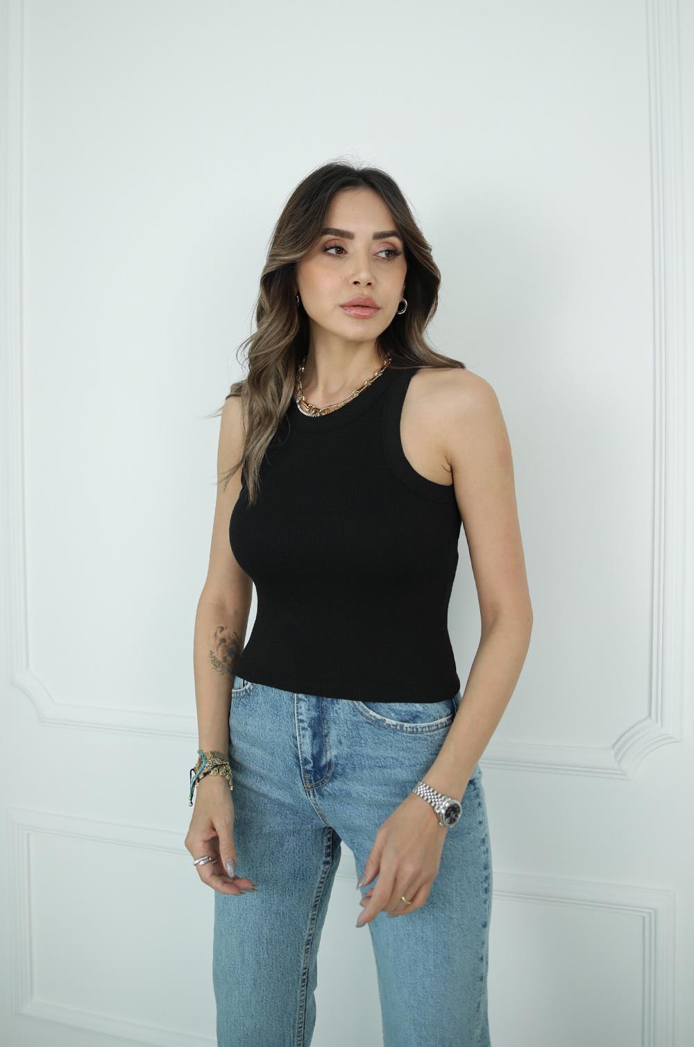 Siyah Barbell Fitilli Atlet · 2
