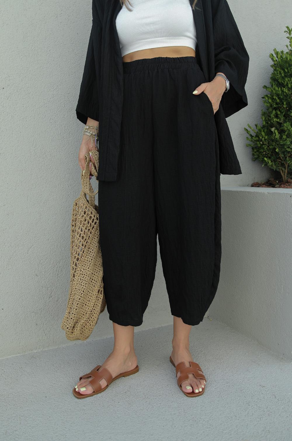 Siyah Kimono Pantolon Takım · 5