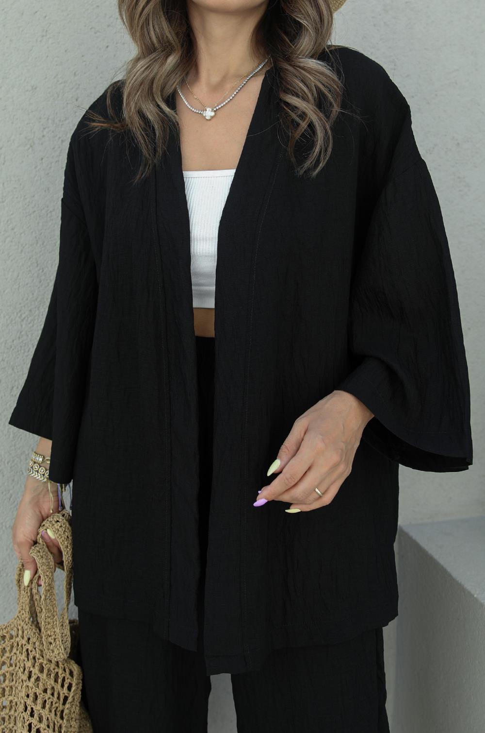 Siyah Kimono Pantolon Takım · 6