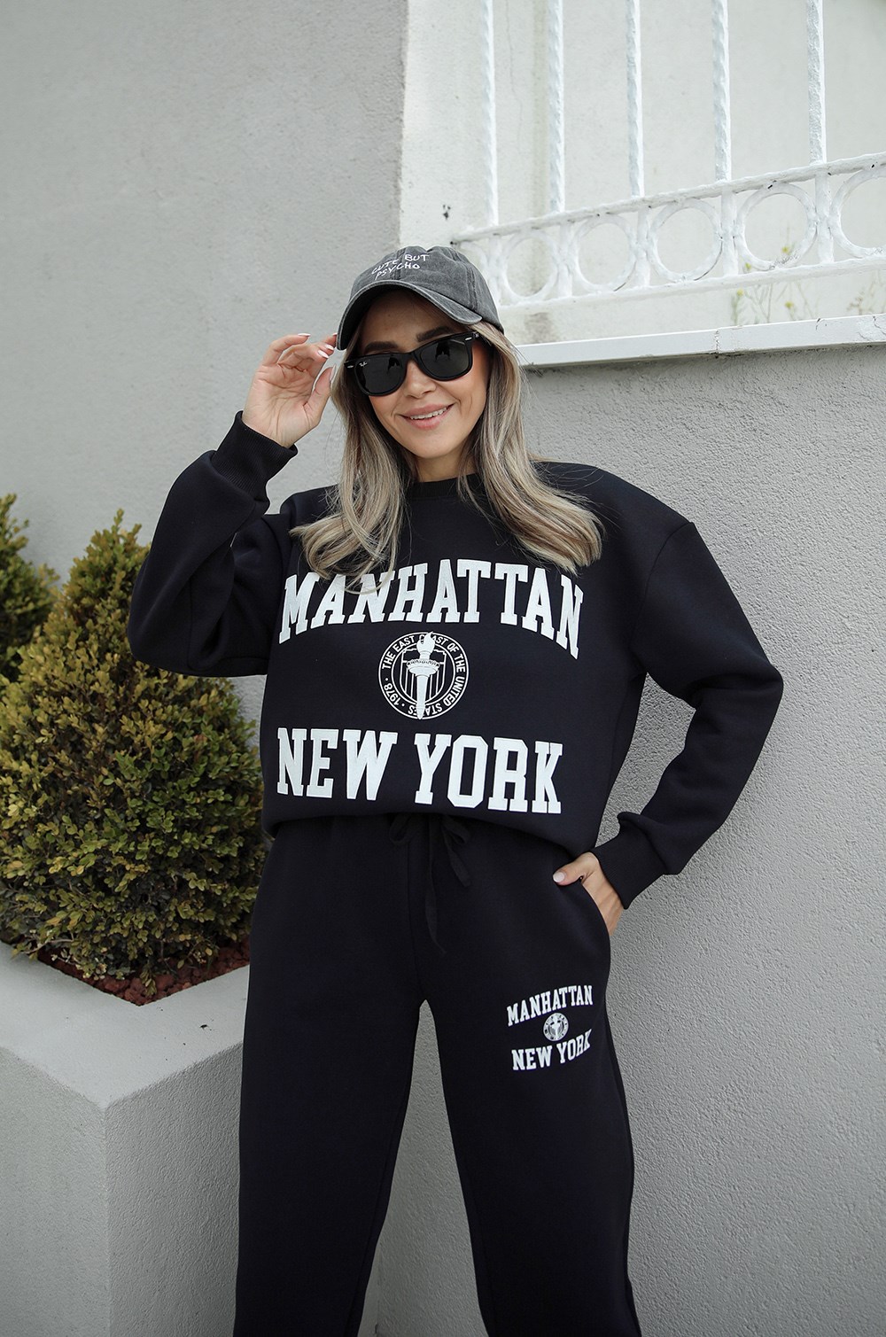 Siyah Manhattan NY Baskılı Eşofman Takım · 3