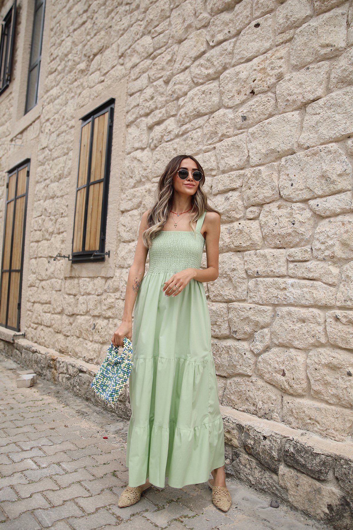 Su Yeşili Gipeli Askılı Elbise Havoş'ta 99,00 TL