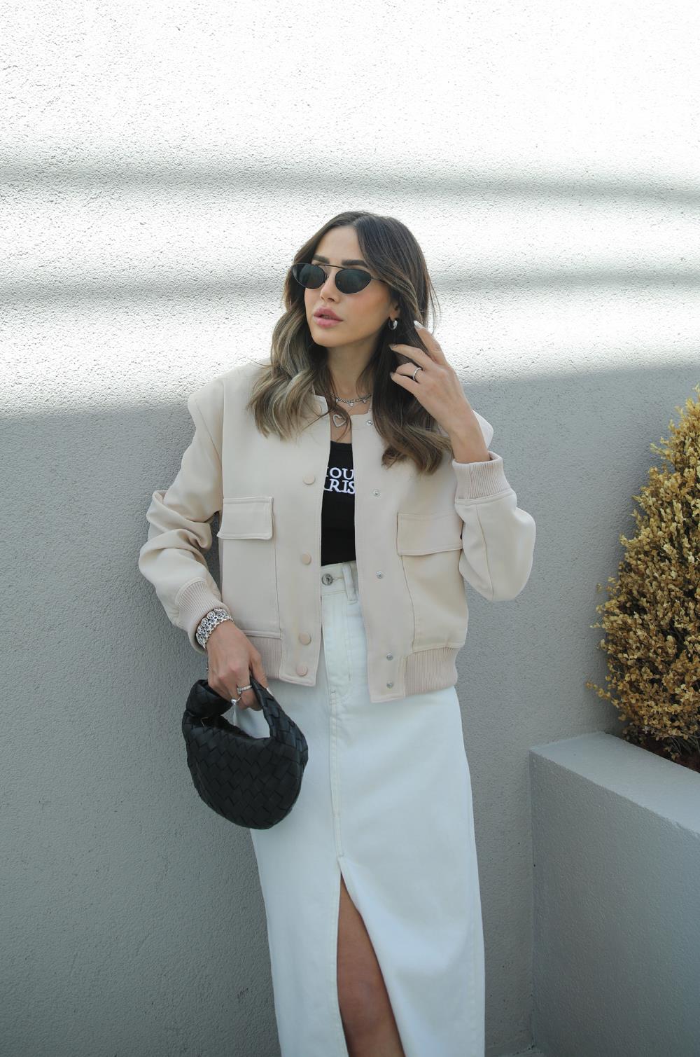Taş Rengi Geniş Cepli Bomber Ceket · 4