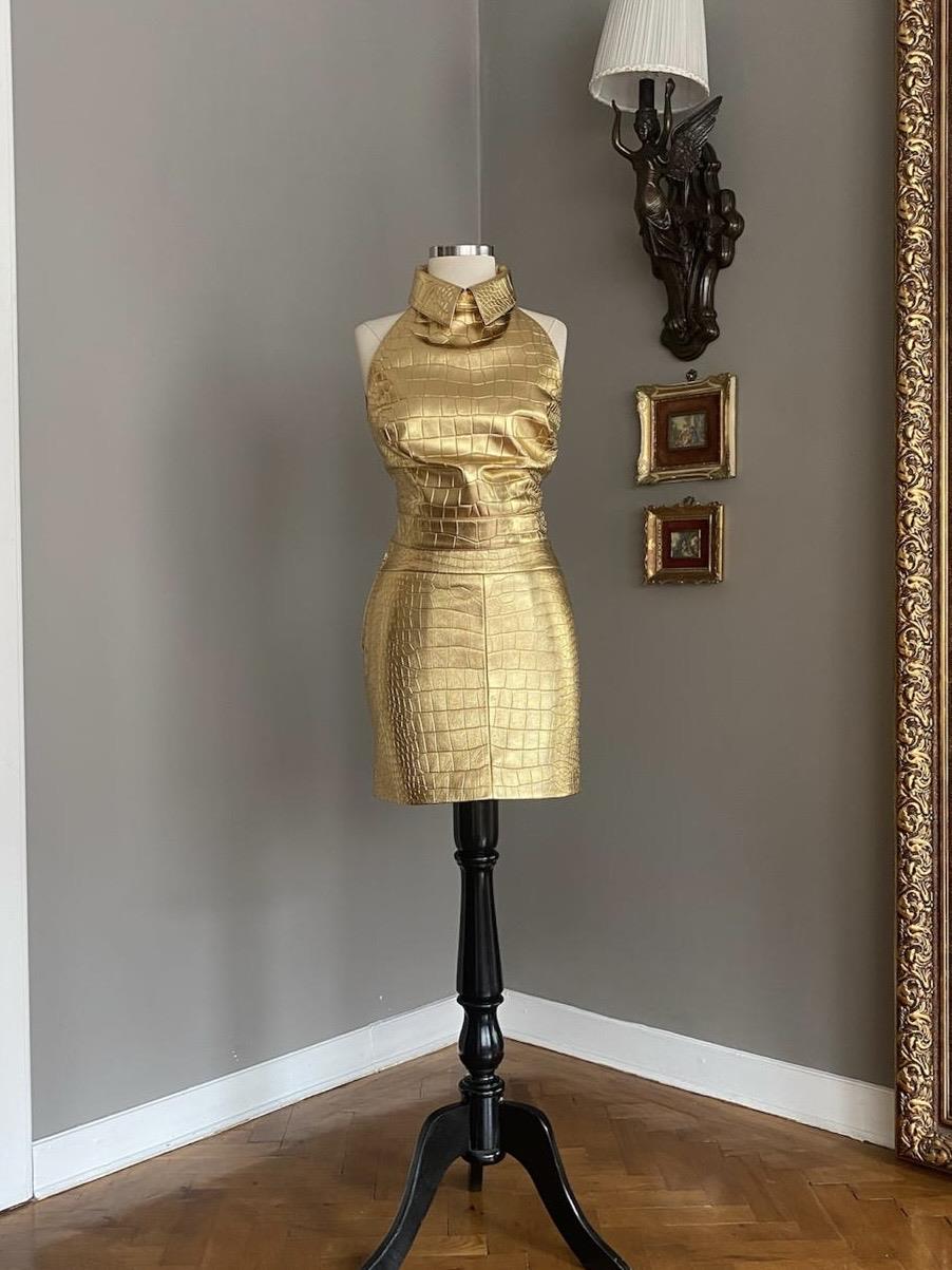 Deri Kroko Baskı Etek