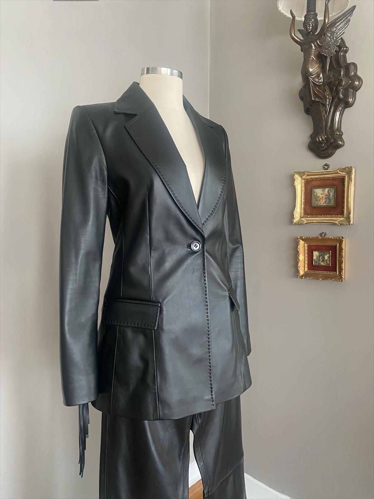 Deri Püsküllü Blazer Ceket