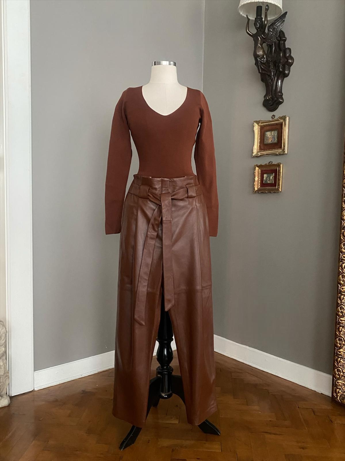 Deri Yüksek Bel Havuç Pantolon