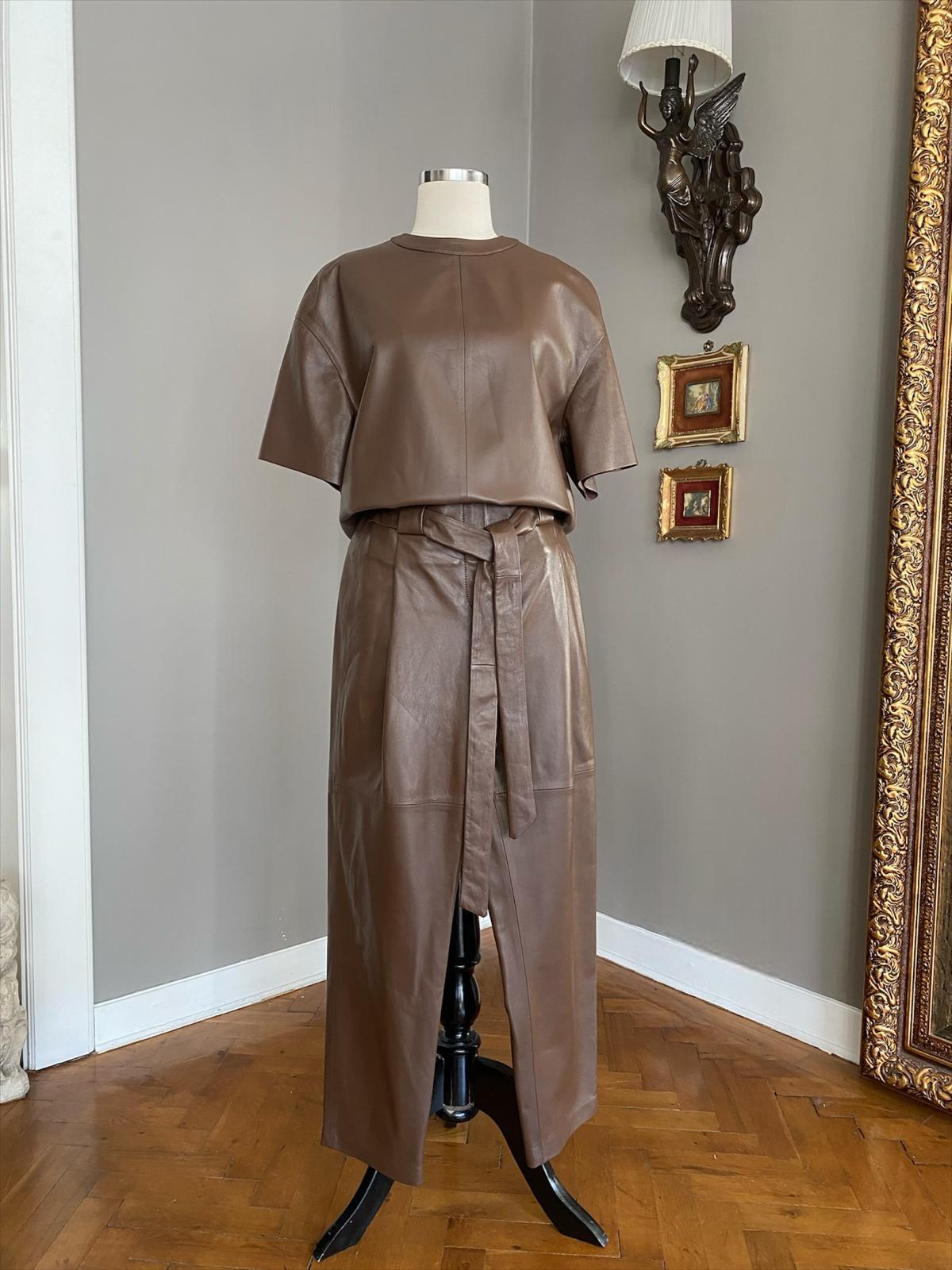 Deri Yüksek Bel Havuç Pantolon