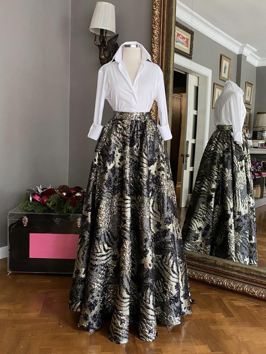 Gold Desenli Brokar Etek