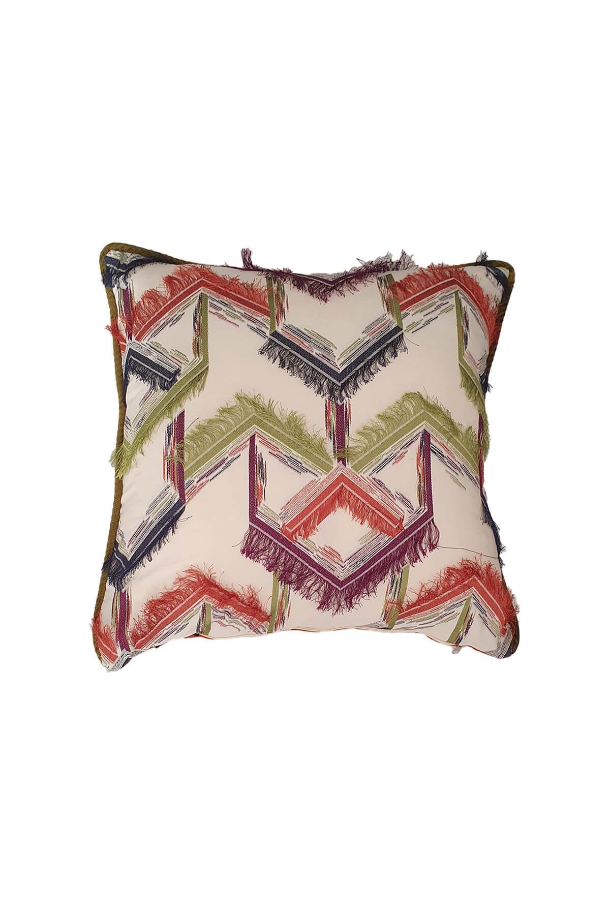 Keten Saçaklı Biyeli Yastık