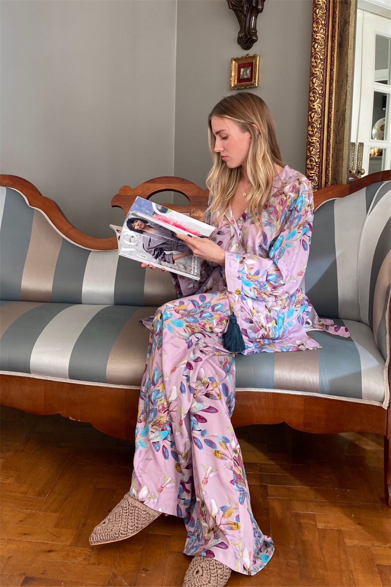 Lila Yapraklı Tunik