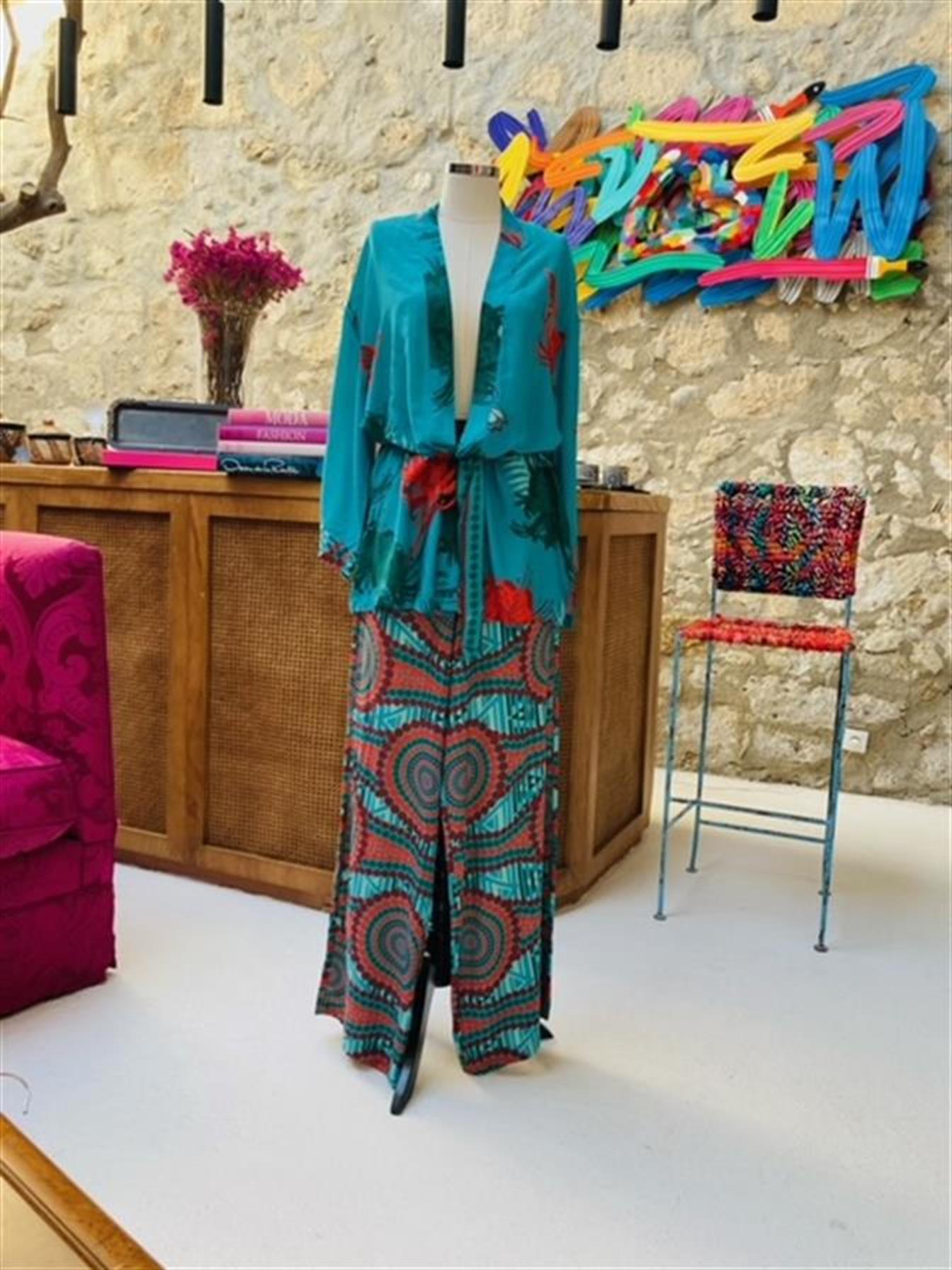 MANDALA DESENLİ TURKUAZ TUNİK