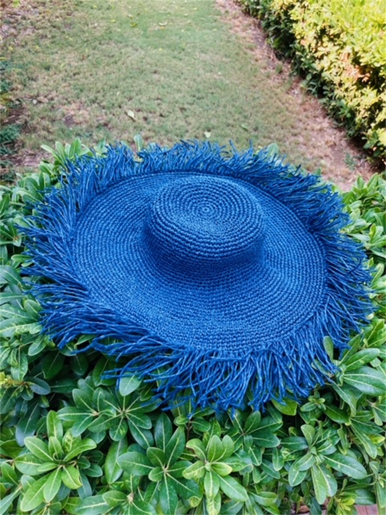 SEI ÖRGÜ LACİVERT HASIR ŞAPKA