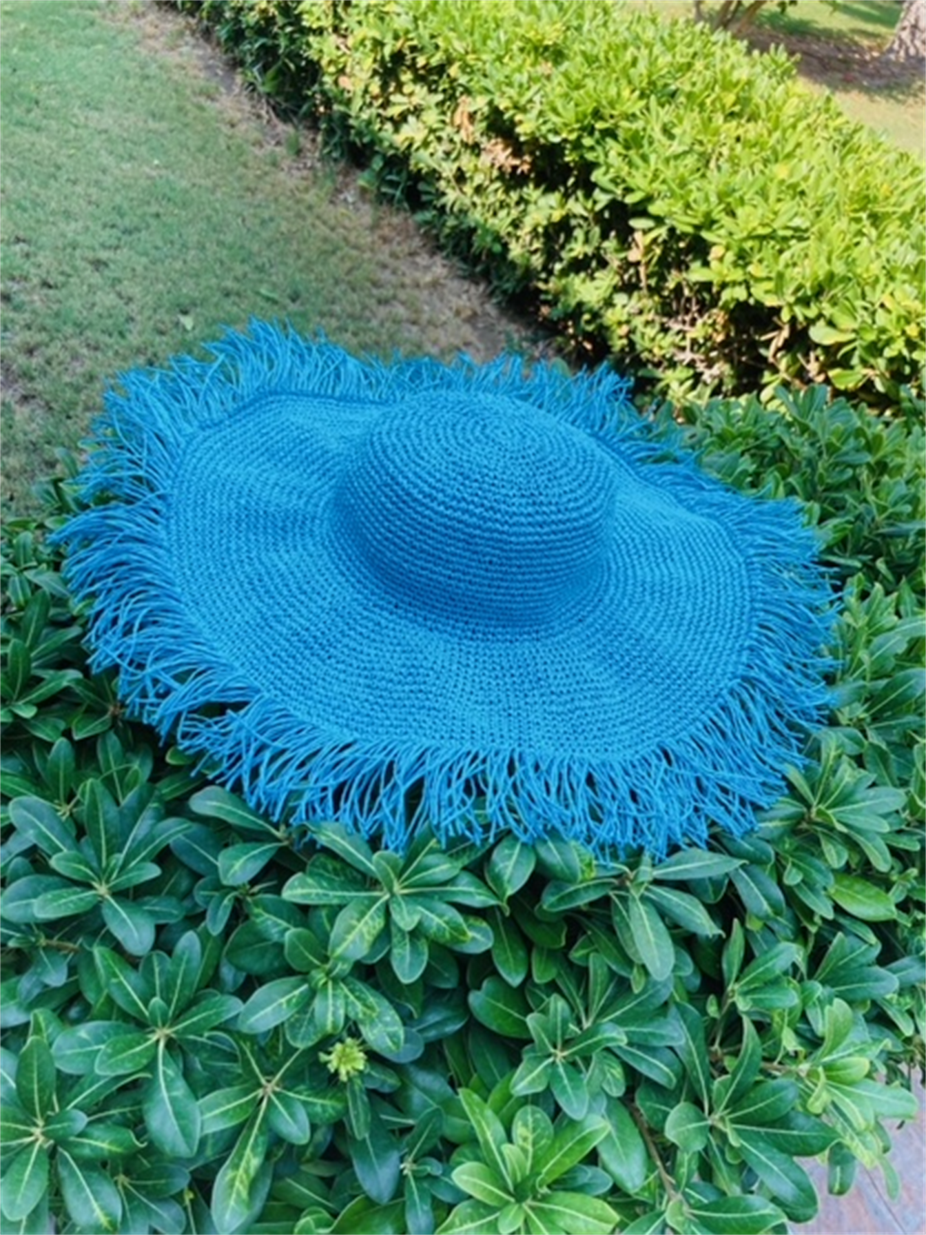 SEI ÖRGÜ MAVİ HASIR ŞAPKA