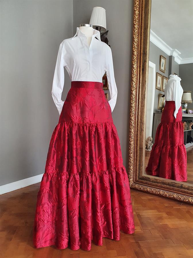 Kırmızı Brokar Etek