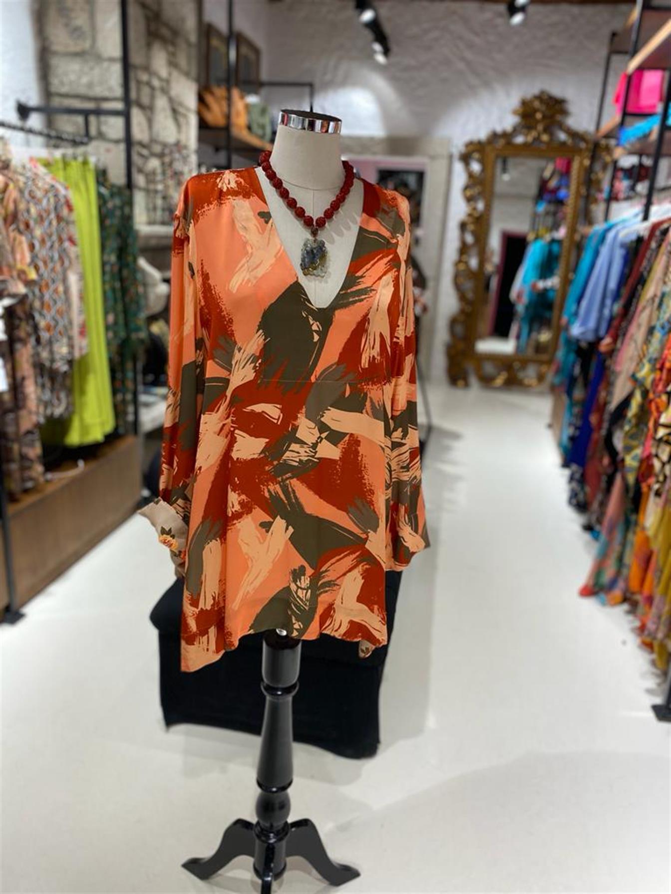 Kırmızı Pembe Saten Tunik