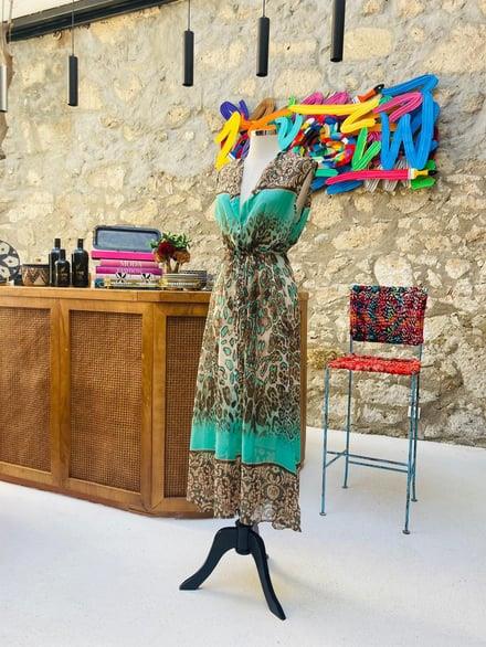 Leopar Kolsuz Şifon Elbise