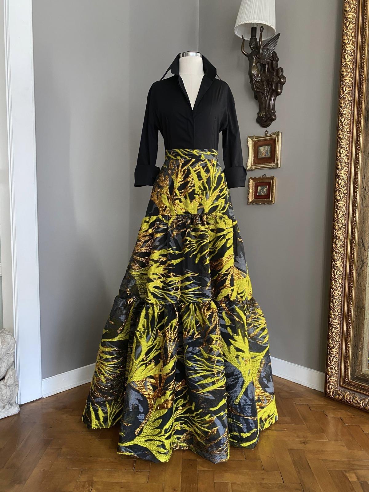 Organze Desenli Brokar Etek