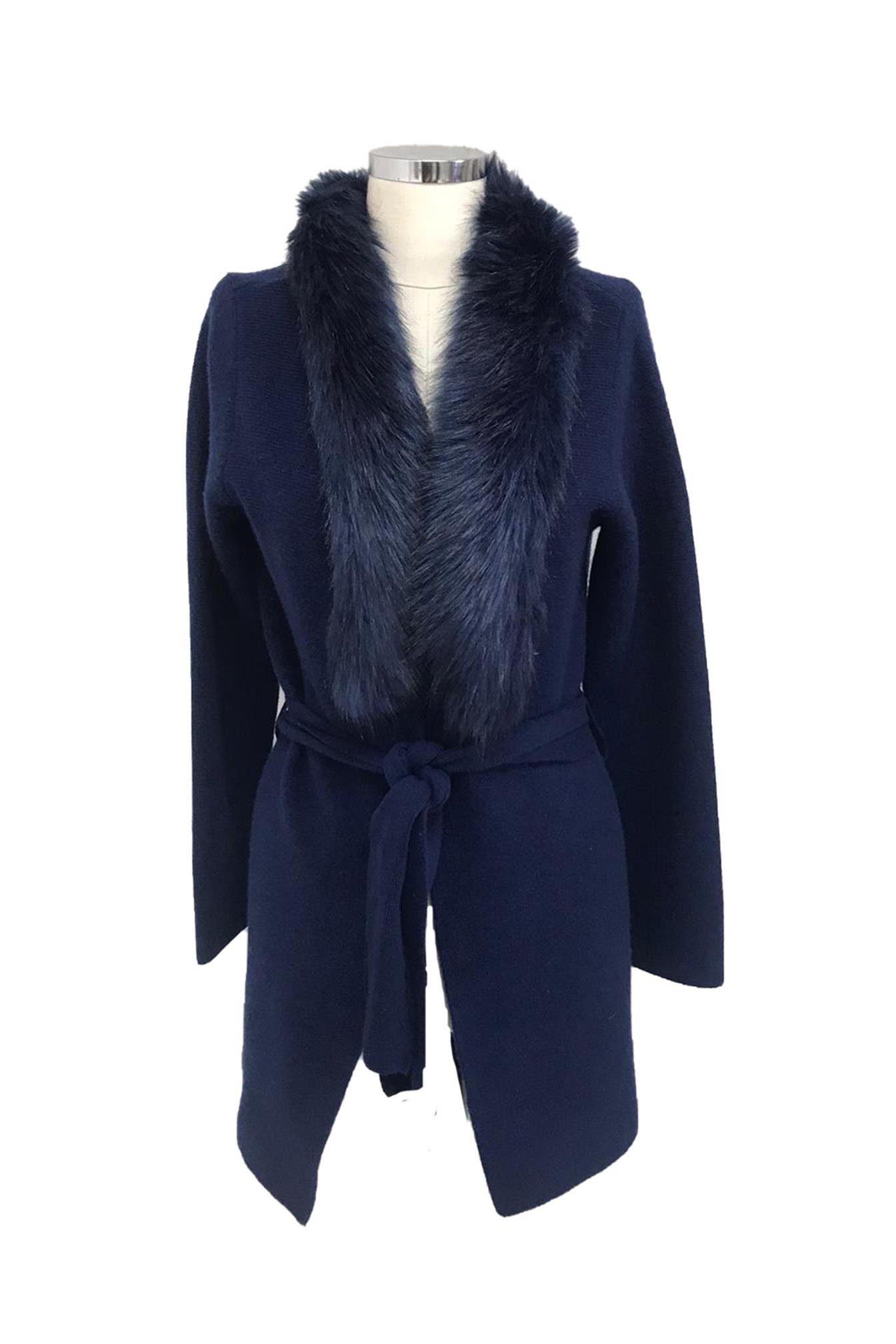 Silk and Cashmere Yakası Kürklü Hırka