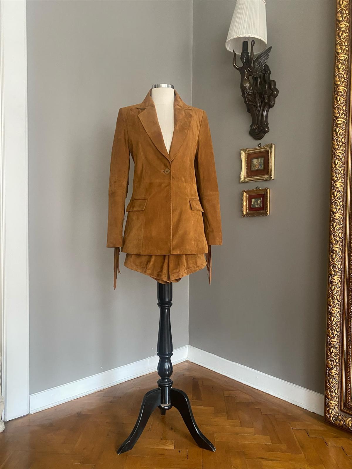 Süet Püsküllü Blazer Ceket
