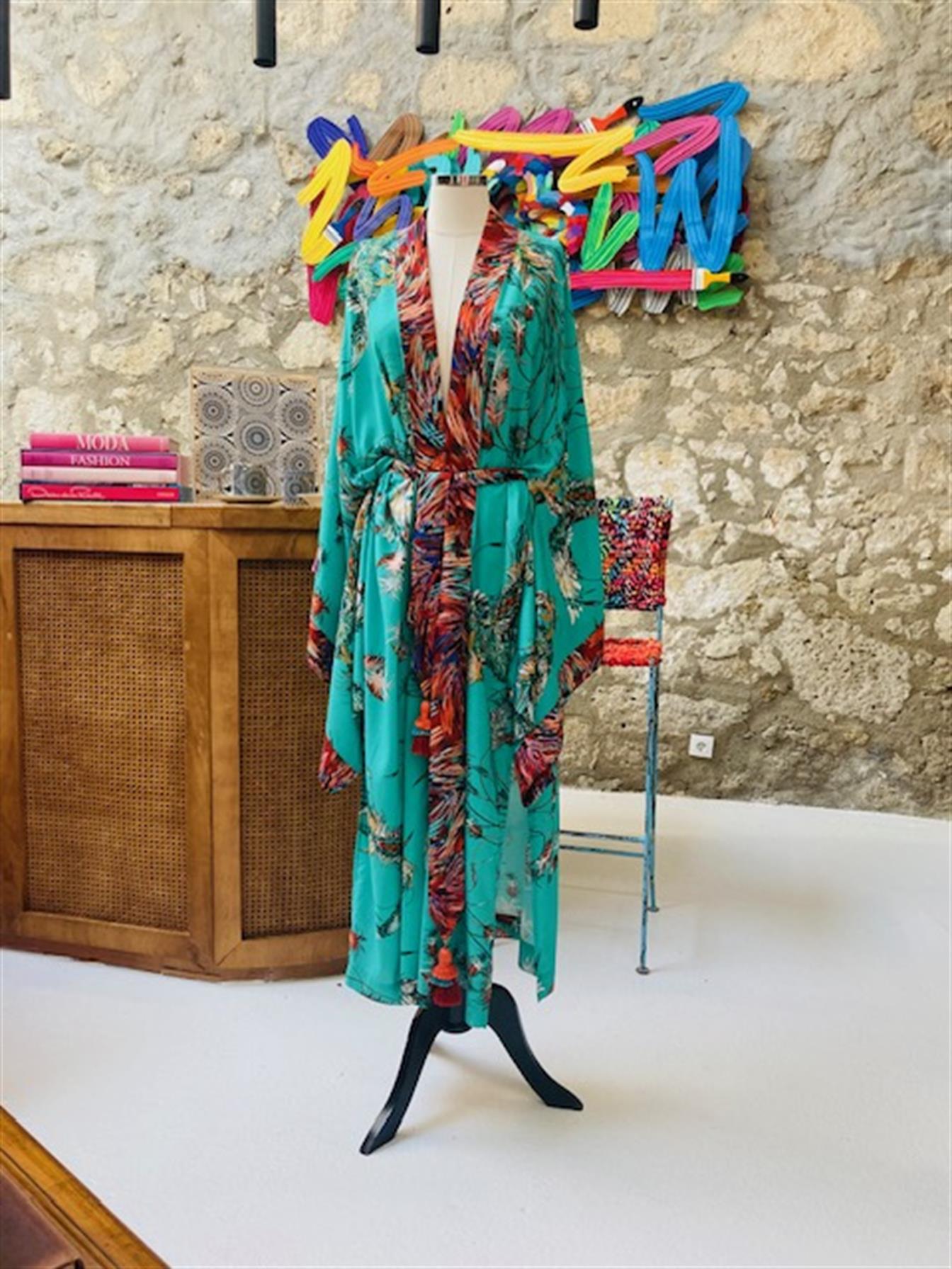 Yeşil Kuşlu Kimono