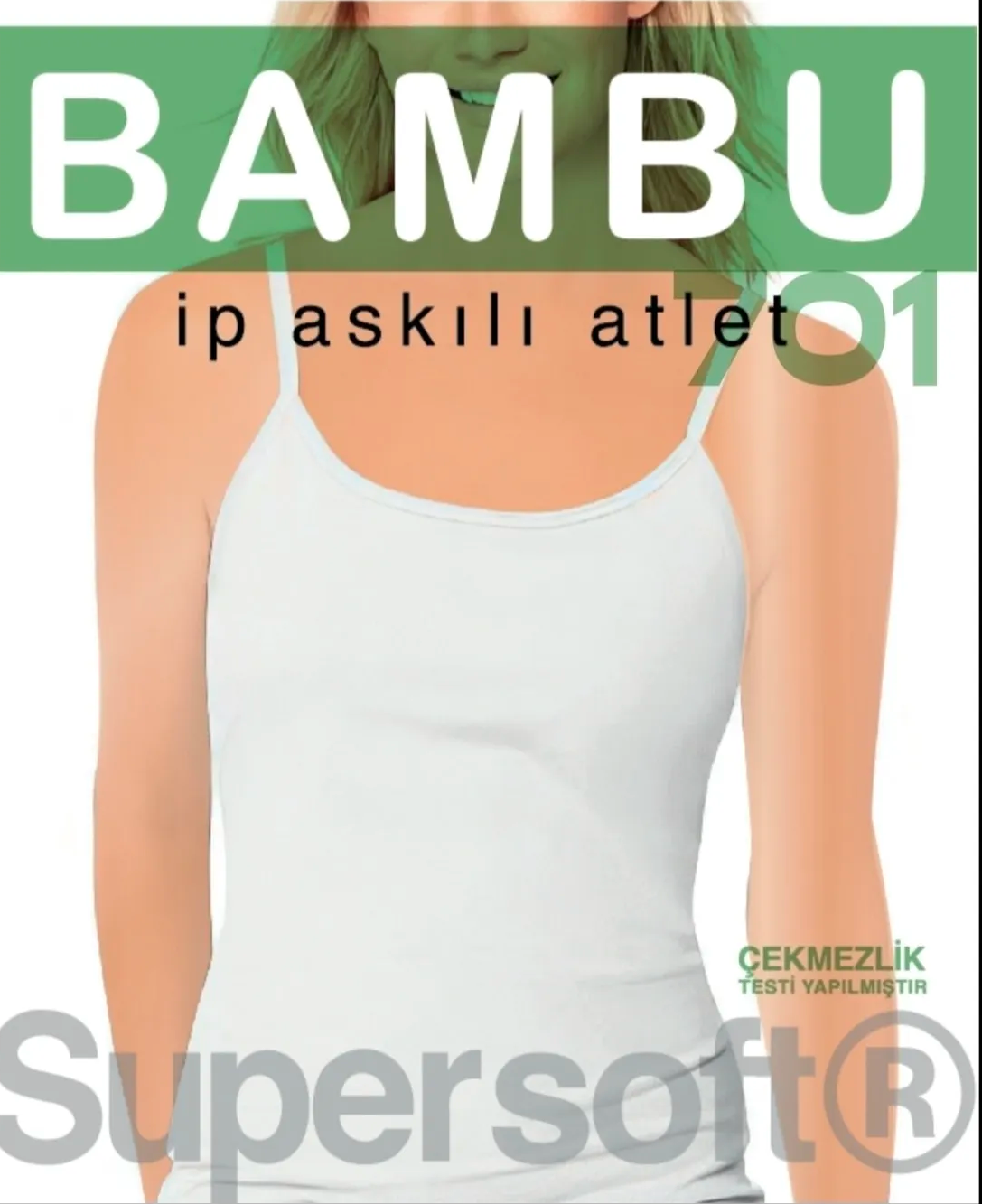 Star Kadın Bambu İp Askılı Atlet Beyaz