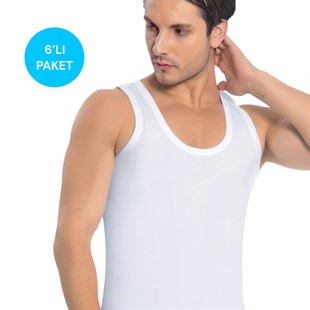 İki Yıldız Erkek Pamuklu Atlet 6'lı