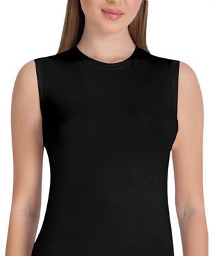 İki Yıldız Kadın Sıfır Kol Atlet Siyah