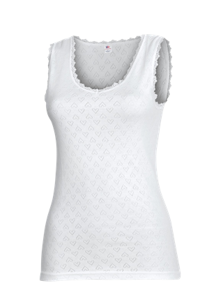 İki Yıldız Kalpli Kalın Askılı Atlet Beyaz