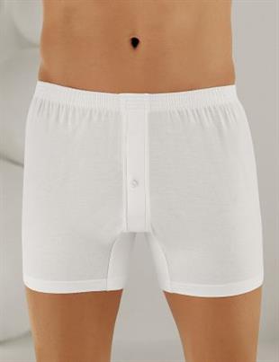 Şahinler Erkek Penye Düğmeli Boxer Beyaz