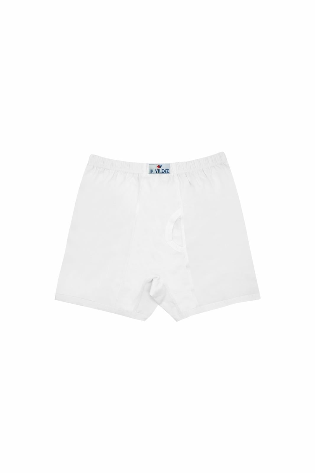 İki Yıldız Erkek Penye Boxer Beyaz