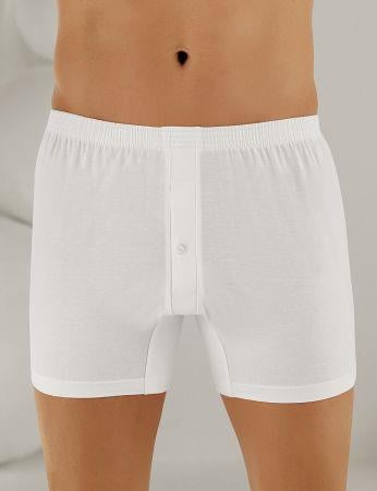 Şahinler Erkek Penye Düğmeli Boxer Beyaz
